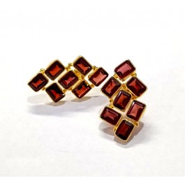 Amazing Red Garnet Earrings, Gold Plated 925 Silver earrings, Wedding Earrings